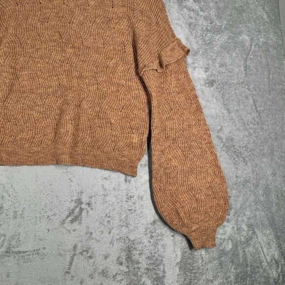 Belle by Belldini Sweater Womens Large Brown Chunky Knit Boho Neutral Minimalist - Picture 5 of 10